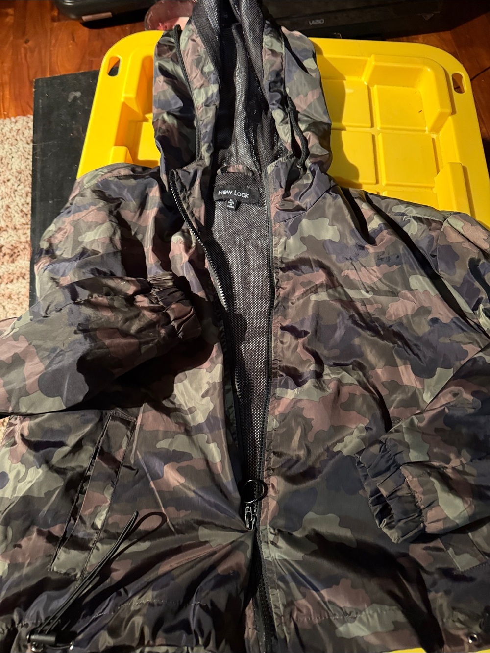 New Look Camo Hooded Windbreaker Jacket - Green, Brown, Black